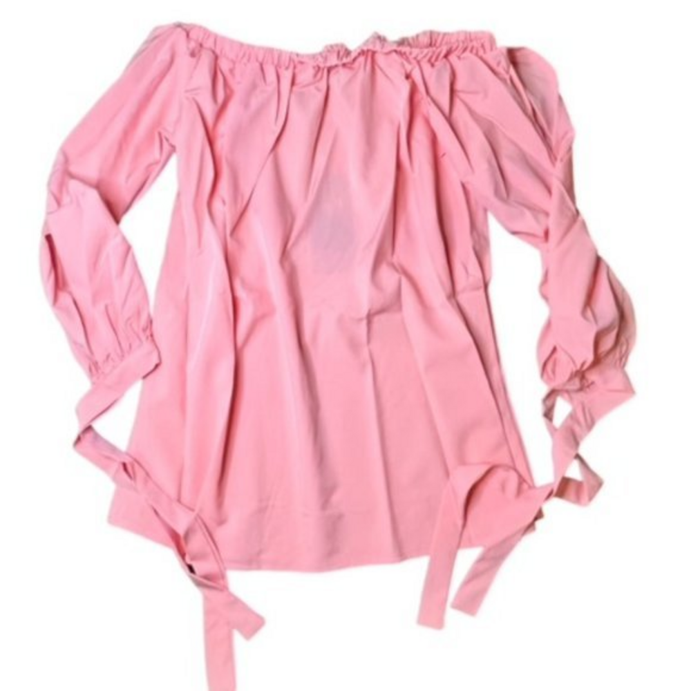 🛍️2 for $25 Sale🛍️ Off Shoulder Blouse Tie Sleeve Casual Dressy Small Coral